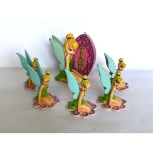 Vintage Disney Fairies Tinkerbell 3" TINK Birthday Candle & 5 Cake Toppers